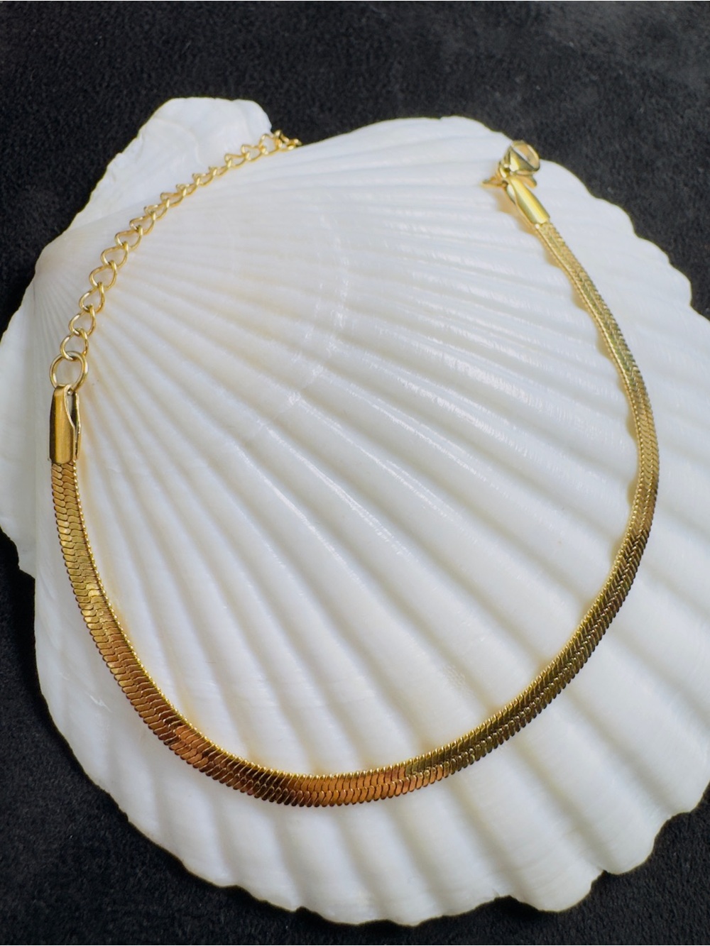 Gold Tone Herringbone Chain Stainless Steel Bracelet